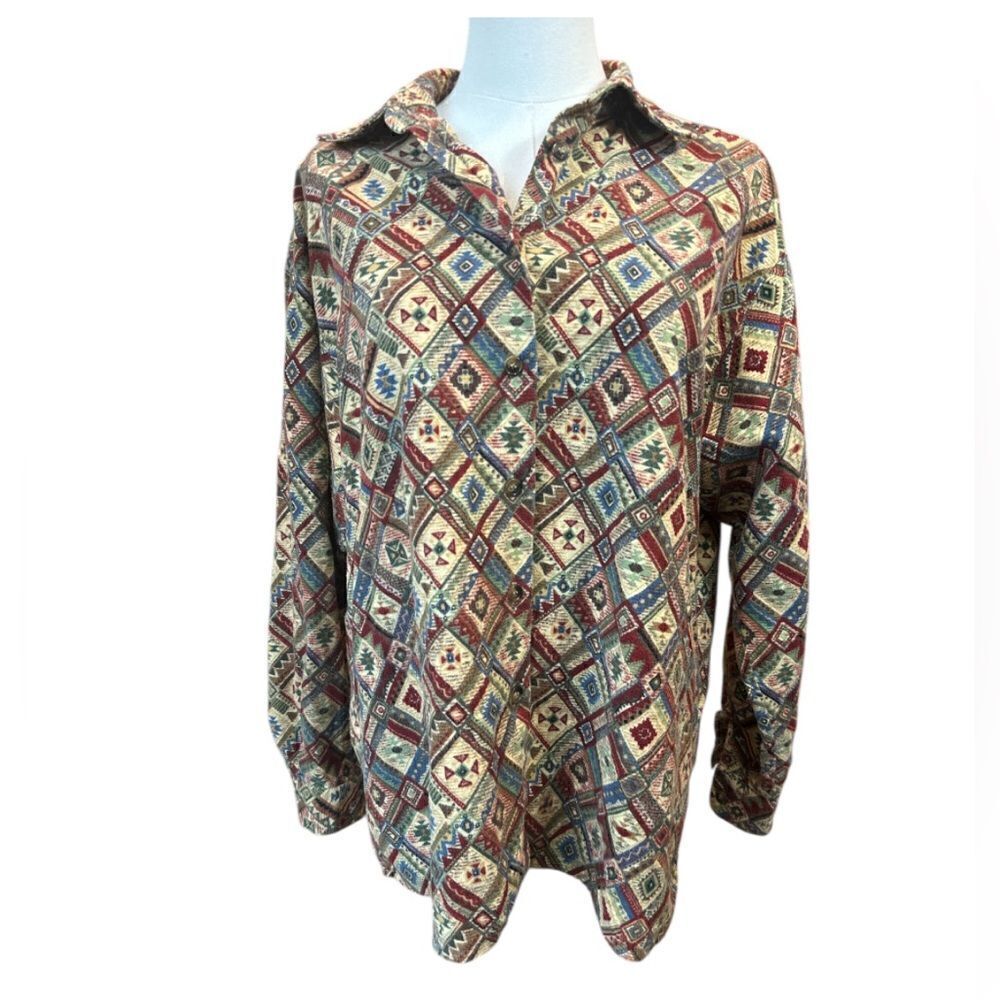 David Brooks VINTAGE Women’s Size 8 Aztec Western Long Sleeve Button Down Shirt